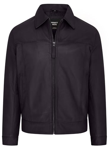 Mens Classic 100% Nappa Leather Harrington Biker Jacket at Amazon